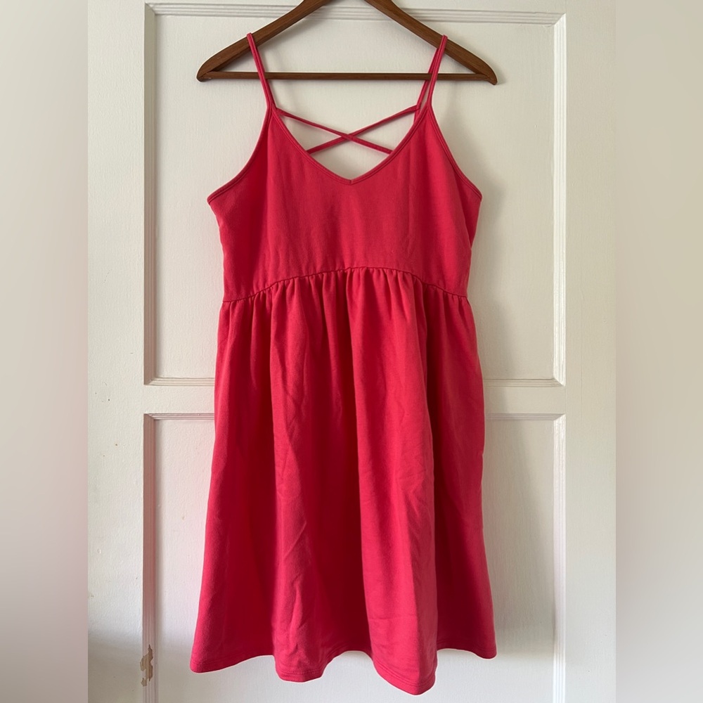 Wild Fable Magenta Bright Pink Soft Jersey Mini Skater Dress Size Medium Strappy